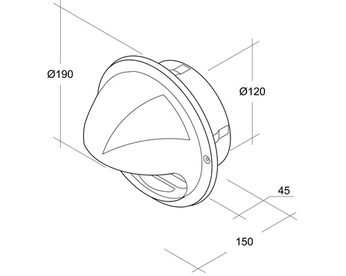 Technische Zeichnung einer Aussenleuchte mit Abmessungen.