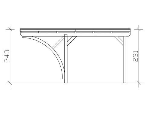 Zeichnung eines Carports mit Maßangaben