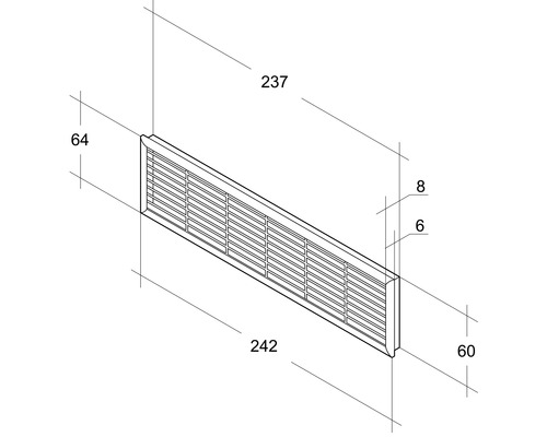 Dessin technique d''une grille d''aération avec cotes