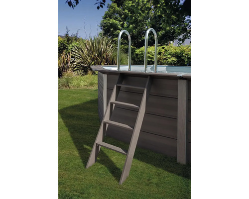 Piscine hors sol avec échelle dans le jardin