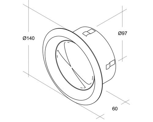 Schéma technique d''une soupape à disque avec les dimensions diamètre 140 mm, diamètre 97 mm et 60 mm