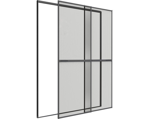 Moustiquaire home protect double porte coulissante aluminium sans perçage anthracite 230x240 cm