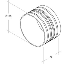 Dessin technique d''un tuyau aux dimensions diamètre 125 mm et longueur 76 mm.
