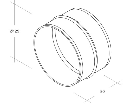 Raccord de tuyau avec des dimensions de 125 et 80 millimètres.