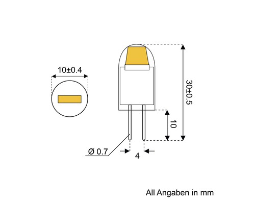 Dessin technique d''une diode électroluminescente avec dimensions