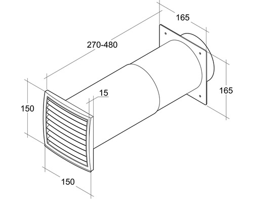 Dessin technique d''un conduit de ventilation avec dimensions