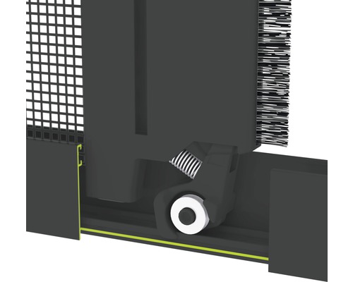 Detailansicht eines Insektenschutzrollos mit Spannfeder