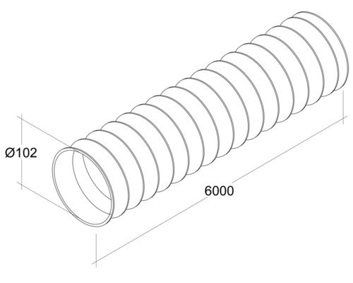 Tuyau de ventilation flexible de 102 mm de diamètre et 6000 mm de long.
