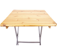Table haute 120 x 80 x 110 cm avec plateau en bois d’épicéa et cadre en métal-thumb-4
