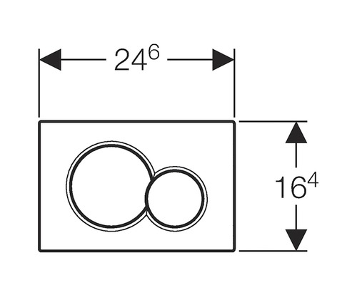 Technische Zeichnung einer Betätigungsplatte mit Maßangaben