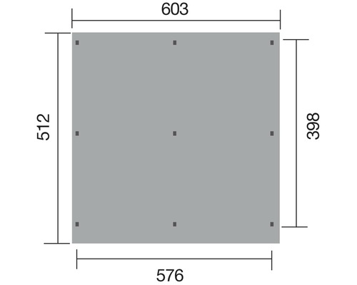 Skizze einer quadratischen Platte mit Maßangaben