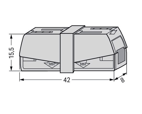Illustration einer Verbindungsklemme mit Maßangaben.