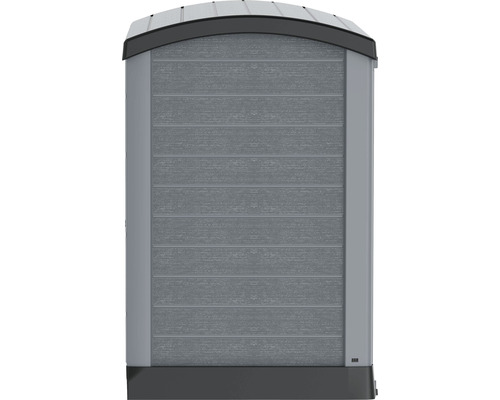 Gartenschrank aus Kunststoff mit Lamellenoptik