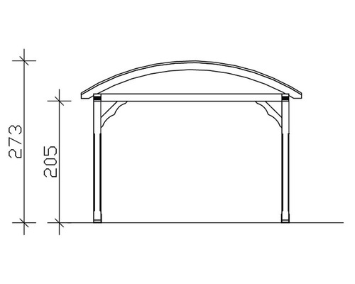 Technische Zeichnung eines Pavillons mit Höhenangaben