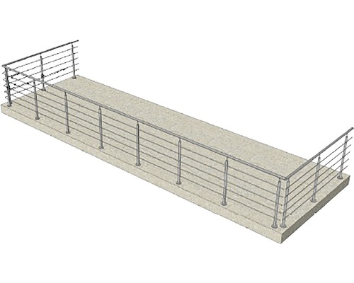 Balkonbrüstung aus Edelstahl mit mehreren horizontalen Streben