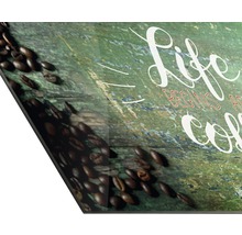 Image décorative en verre acrylique avec des grains de café et des lettres