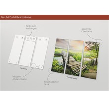 Image en verre en plusieurs parties avec motif de paysage et support mural