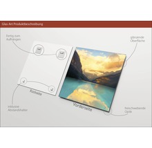 Image en verre avec motif de lac de montagne, entretoises et suspension incluses