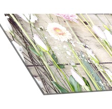 Image sur verre acrylique avec motif floral sur bois