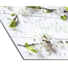 Panneau décoratif avec branches fleuries et lettrage Ici avec