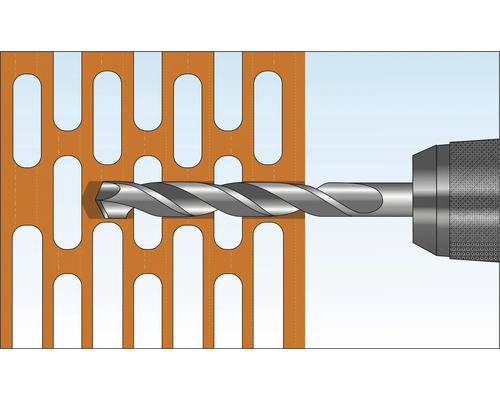 Perceuse perçant une tôle perforée
