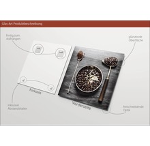 Tableau en verre avec motif de grains de café, supports muraux inclus