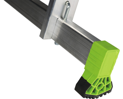 Detailansicht eines Aluminiumleiterelements mit Fußkappe