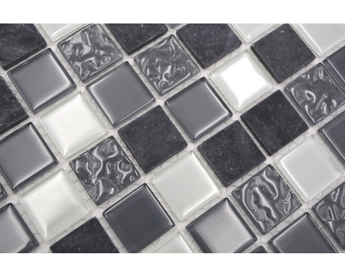 Mosaïque en verre et pierre, carrée