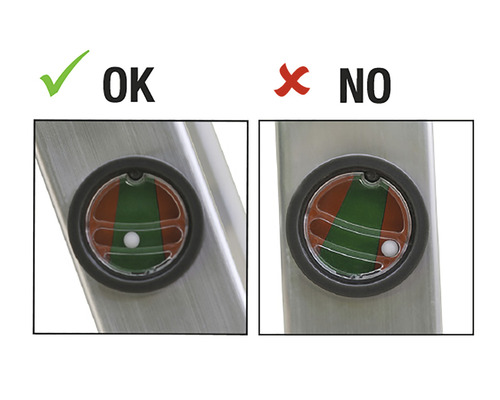 Illustration du positionnement correct et incorrect d''un niveau à bulle