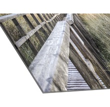 Image murale décorative avec une passerelle en bois dans l''herbe