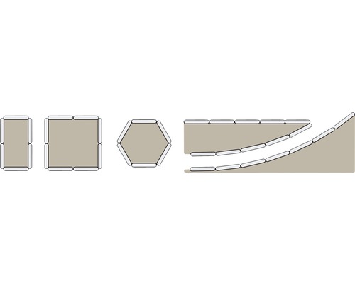 Illustration verschiedener Beetumrandungen und Hangbefestigungen mit Rasenkanten
