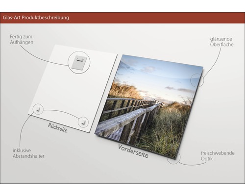 Glasbild mit Aufhängung und Abstandshalter inklusive