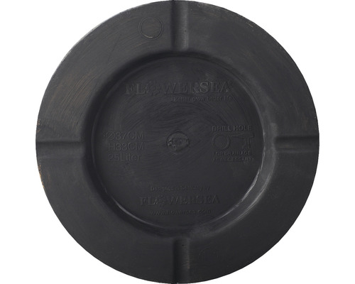 Pot de fleurs noir de 37 centimètres de diamètre et 33 centimètres de haut