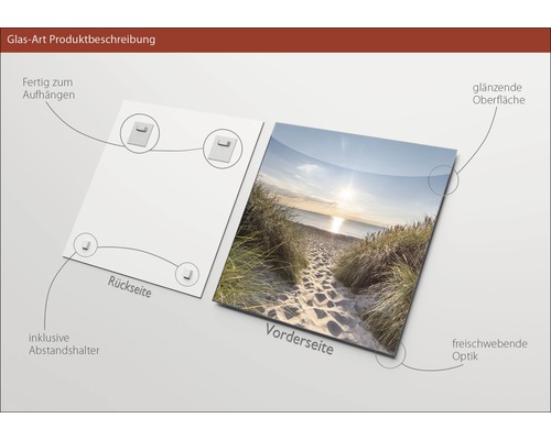 Image en verre avec motif de plage, support mural inclus