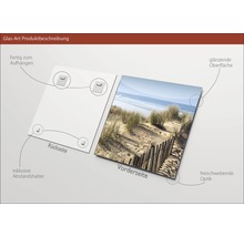 Image sur verre avec motif de plage, avec supports d''écartement et suspension