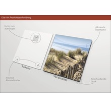 Image sur verre avec motif de plage, support mural inclus pour une suspension immédiate
