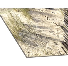 Panneau décoratif avec motif de sable, d''herbe et de clôture en bois