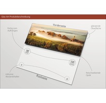 Image en verre avec vue sur le paysage, avec entretoise et surface brillante