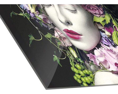 Dekoratives Wandbild mit Blumenmotiv und Frauengesicht