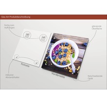 Image en verre avec surface brillante, entretoise et dispositif de suspension inclus