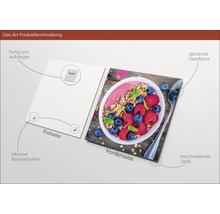 Image sur verre avec bol plein de baies, supports d''écartement inclus