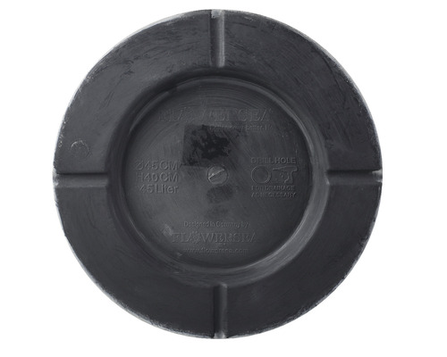 Dessous d''un pot de fleurs de 45 centimètres de diamètre et de 40 centimètres de hauteur