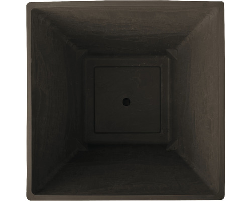 Pot de fleurs carré en plastique, vue de dessus