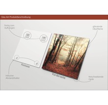 Image en verre avec motif de forêt, support inclus et surface brillante