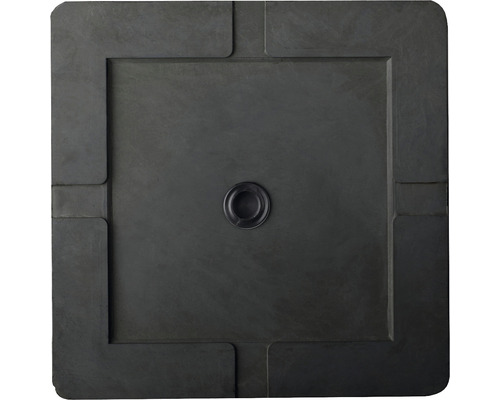 Quadratische Terrassenplatte mit Rahmenmuster und mittigem Abfluss