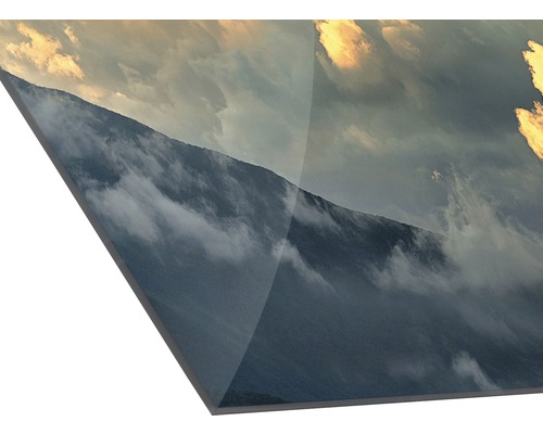 Paysage de montagne sur une plaque de verre acrylique
