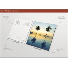 Image en verre avec motif de palmier, supports d''écartement inclus pour la suspension