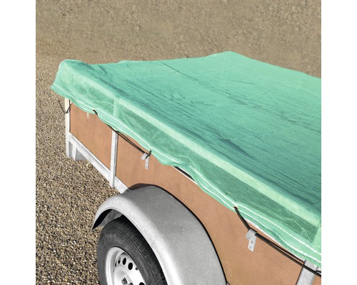 Anhänger mit grüner Schutzplane