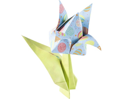 Tulipe en origami avec motif de Pâques