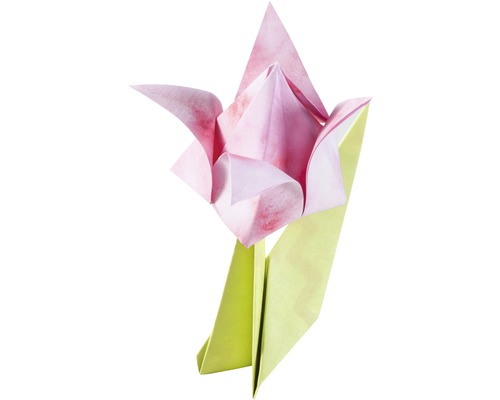 Fleur d''origami avec fleur et tige en papier